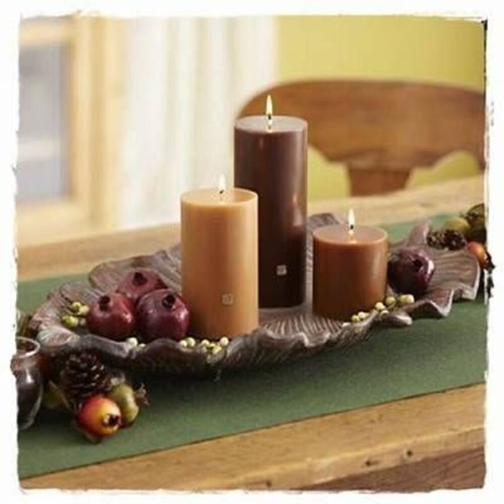 🩵NIB Partylite Brown Leaf Sculpted Pillar Candle Garden Centerpiece - Picture 4 of 15